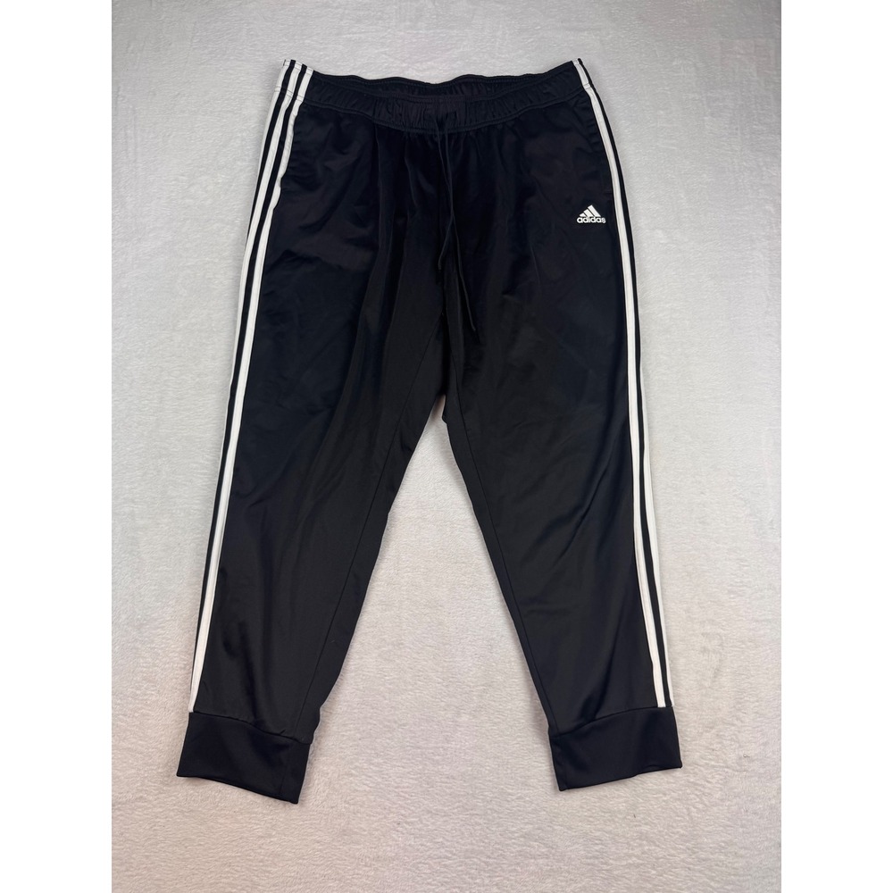Adidas Mens Black White 3-Stripe Jogger Track Pants 2X Athletic Sweatpants